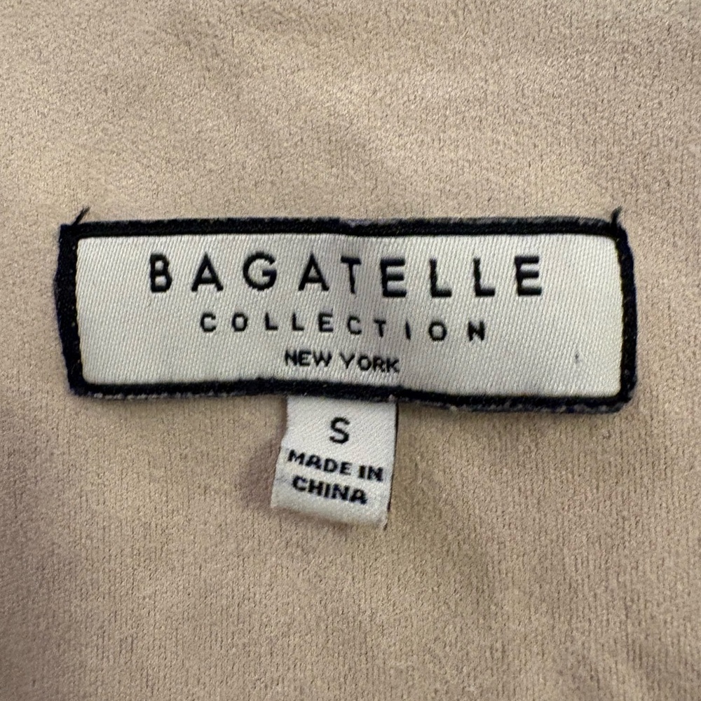 Bagatelle  SOFT Faux Suede Waterfall Jacket w/ Faux Leather Sleeves Beige Small - Picture 7 of 11